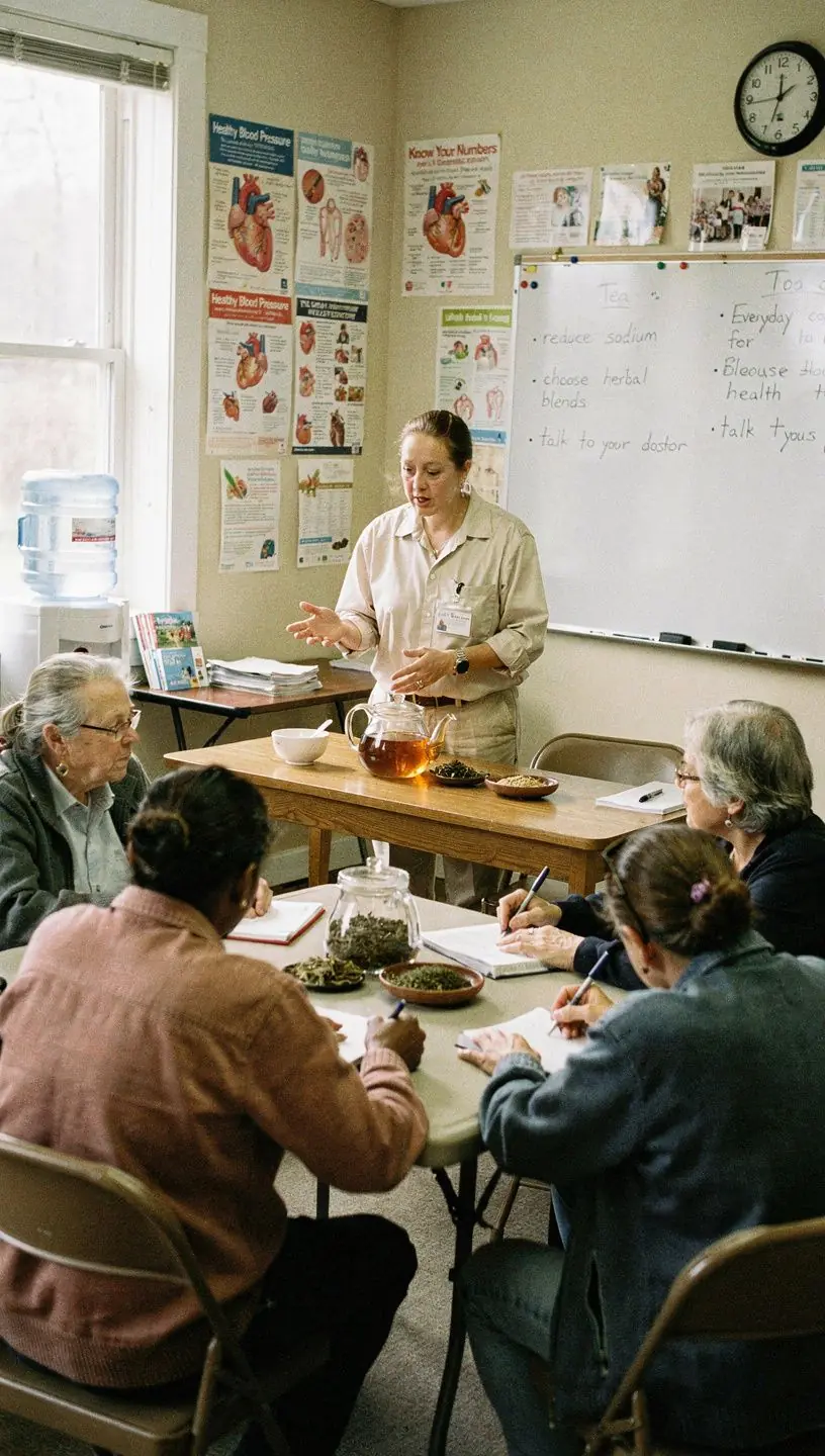 Friss zöld tea levelek egy csészében, amely a vérnyomás csökkentésére szolgál.